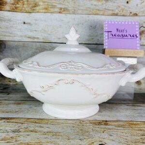 Daniel Cremieux MAISON MARIE ANTOINETTE Cream Scrolls Covered Vegetable Bowl